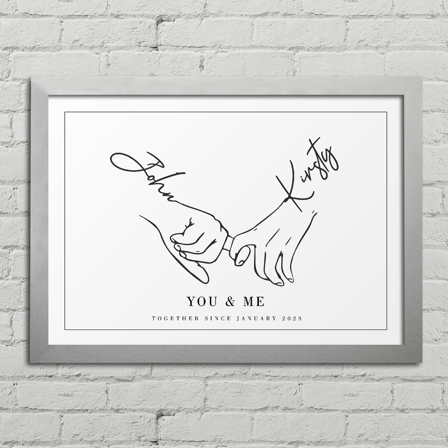 "Holding Hands" Personalised Line Art