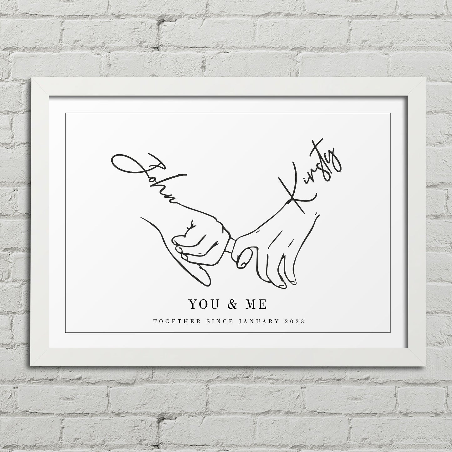 "Holding Hands" Personalised Line Art