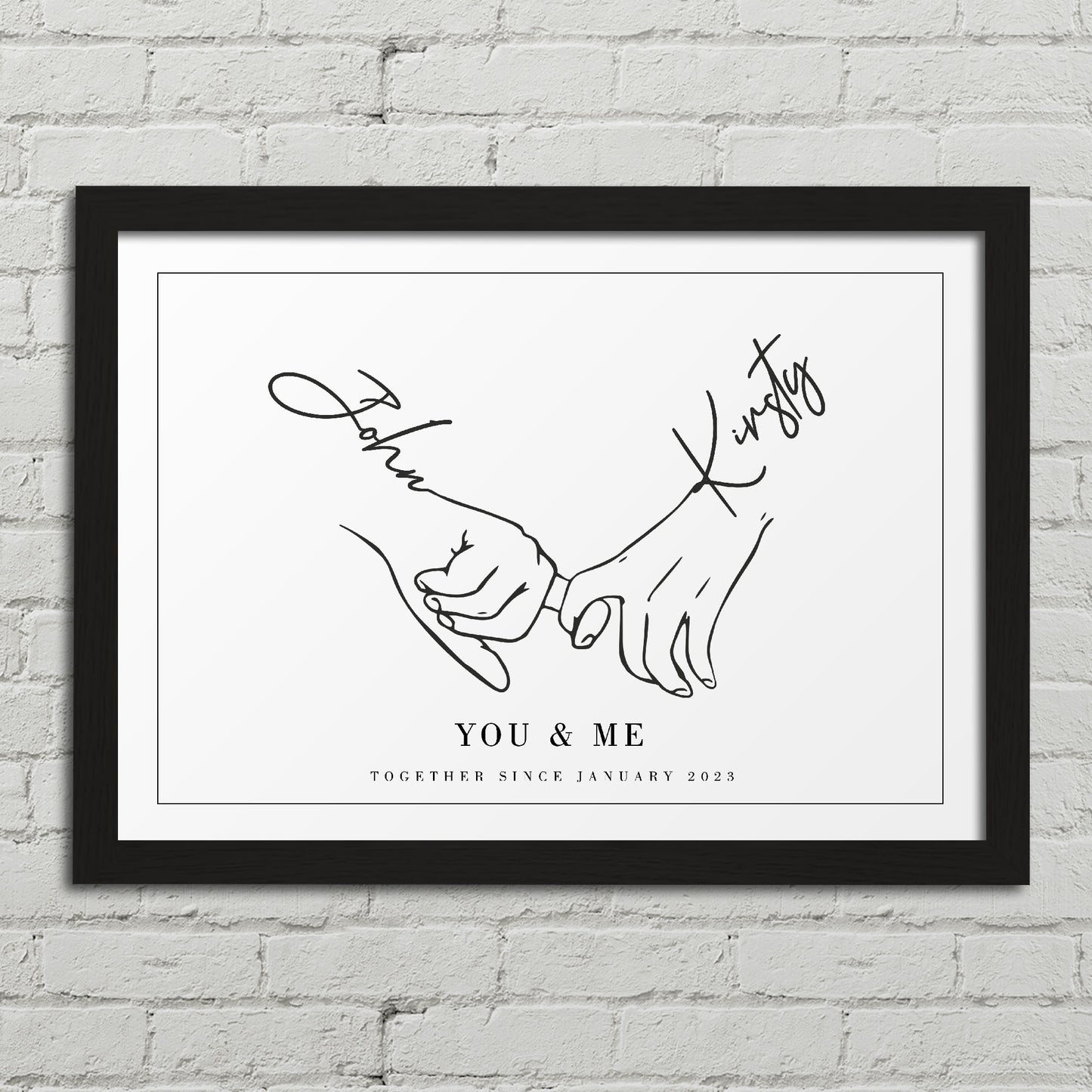 "Holding Hands" Personalised Line Art