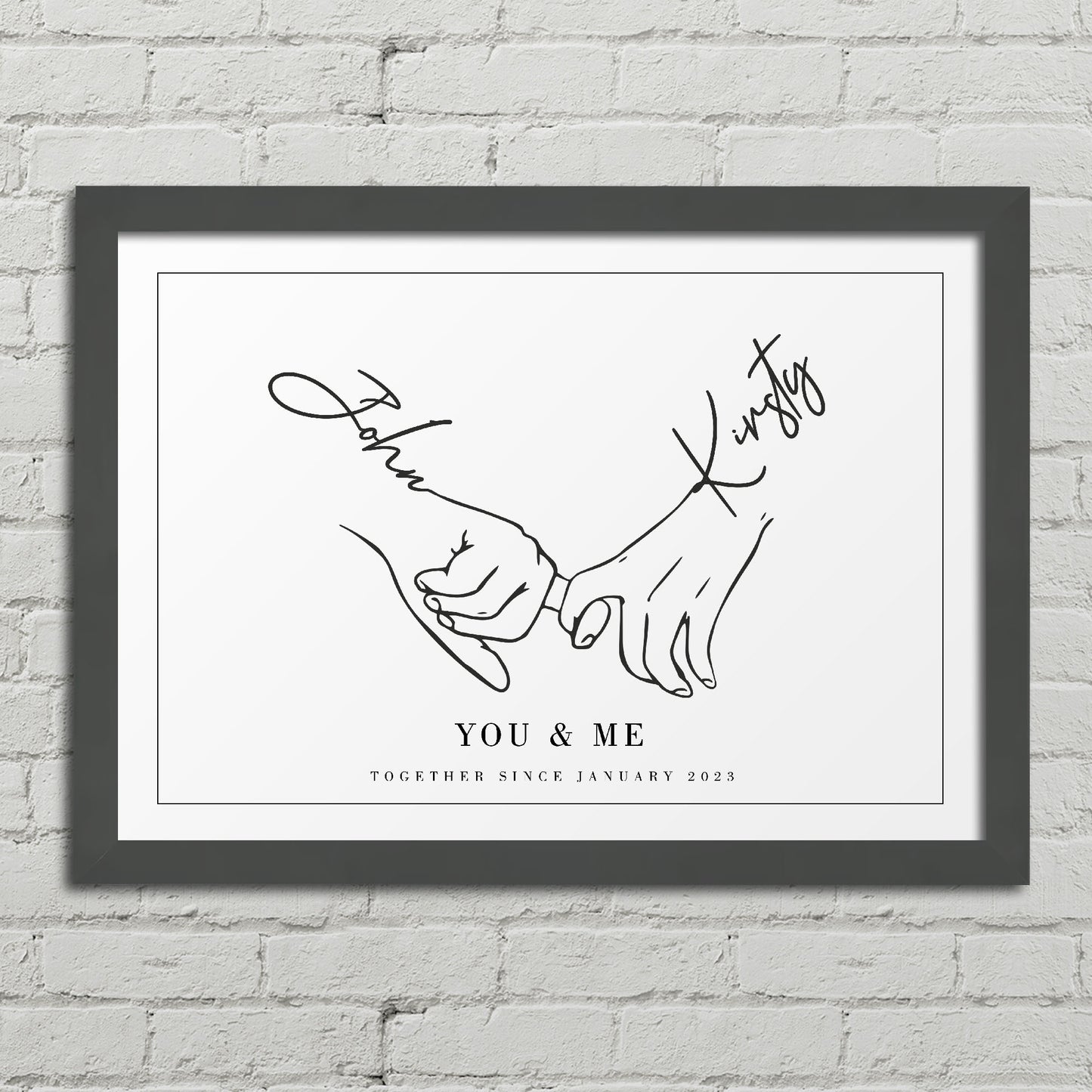 "Holding Hands" Personalised Line Art