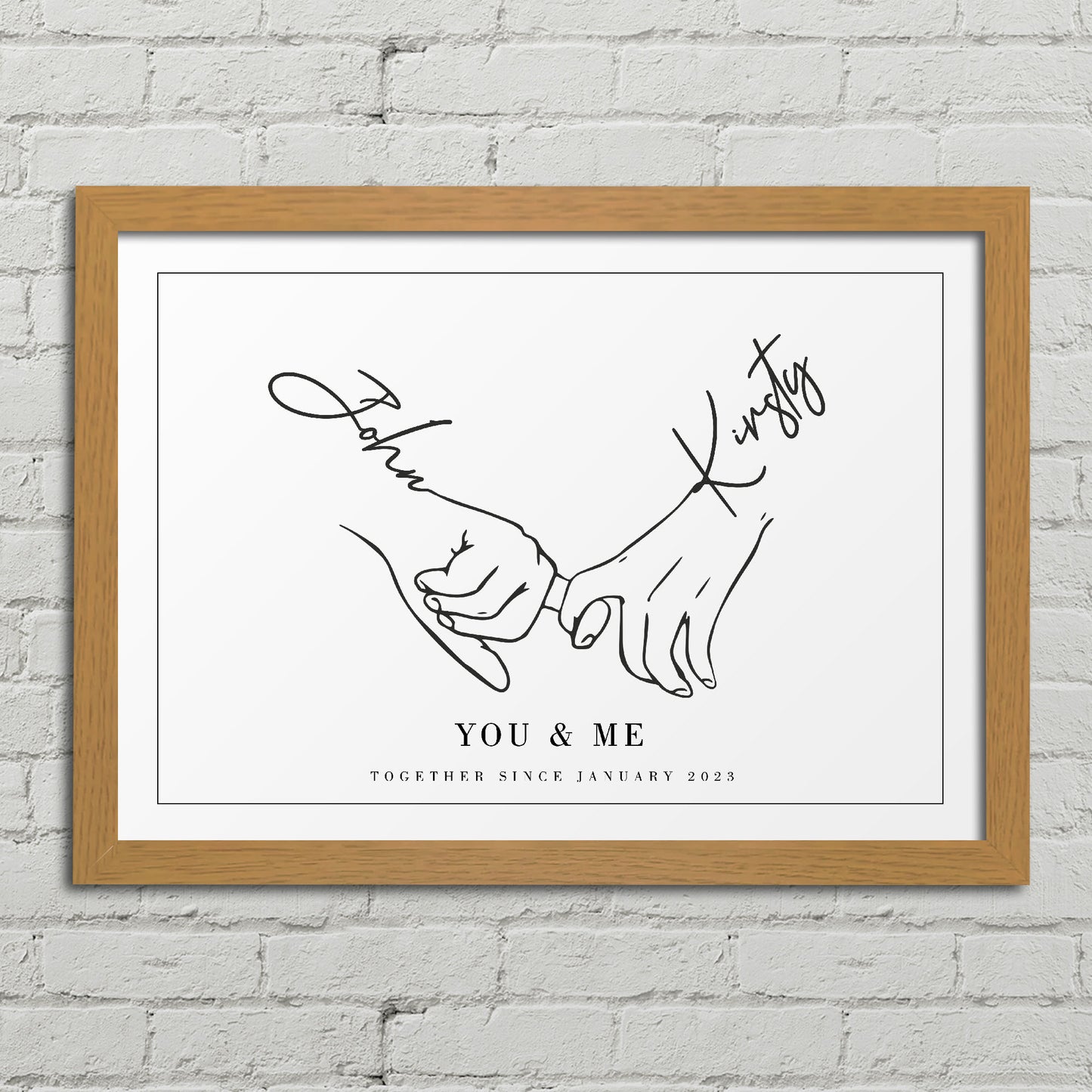 "Holding Hands" Personalised Line Art