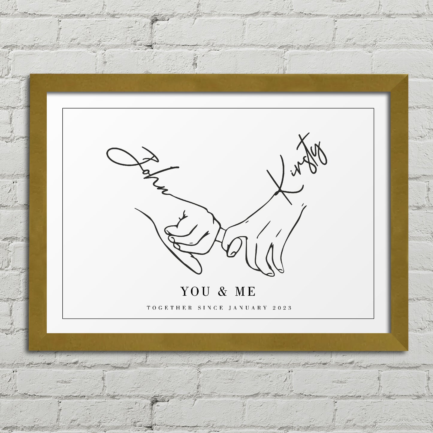 "Holding Hands" Personalised Line Art