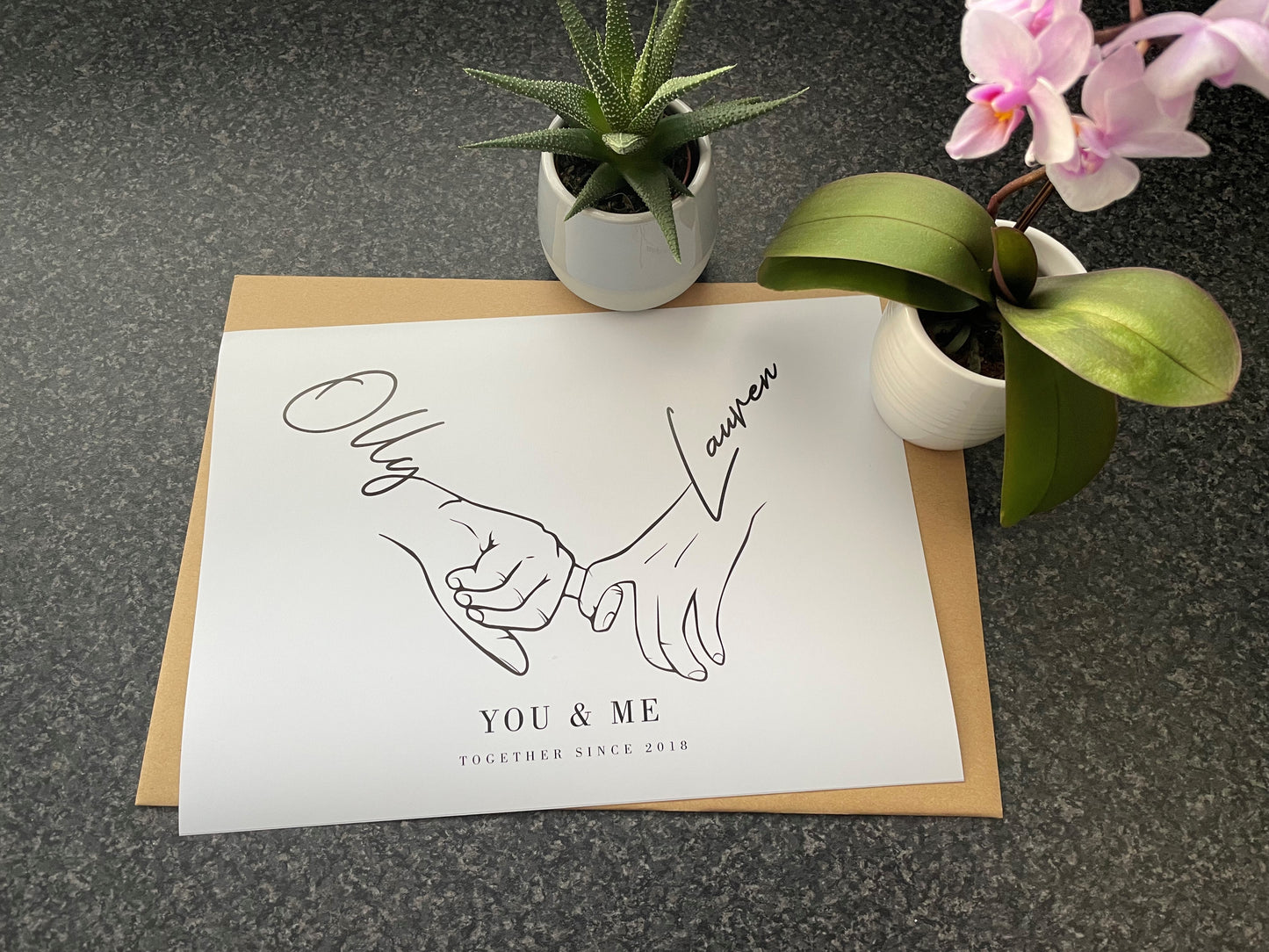 "Holding Hands" Personalised Line Art